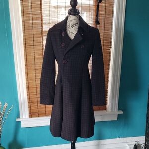 Via/Moda IntWool Plaid Double-Breasted Coat
